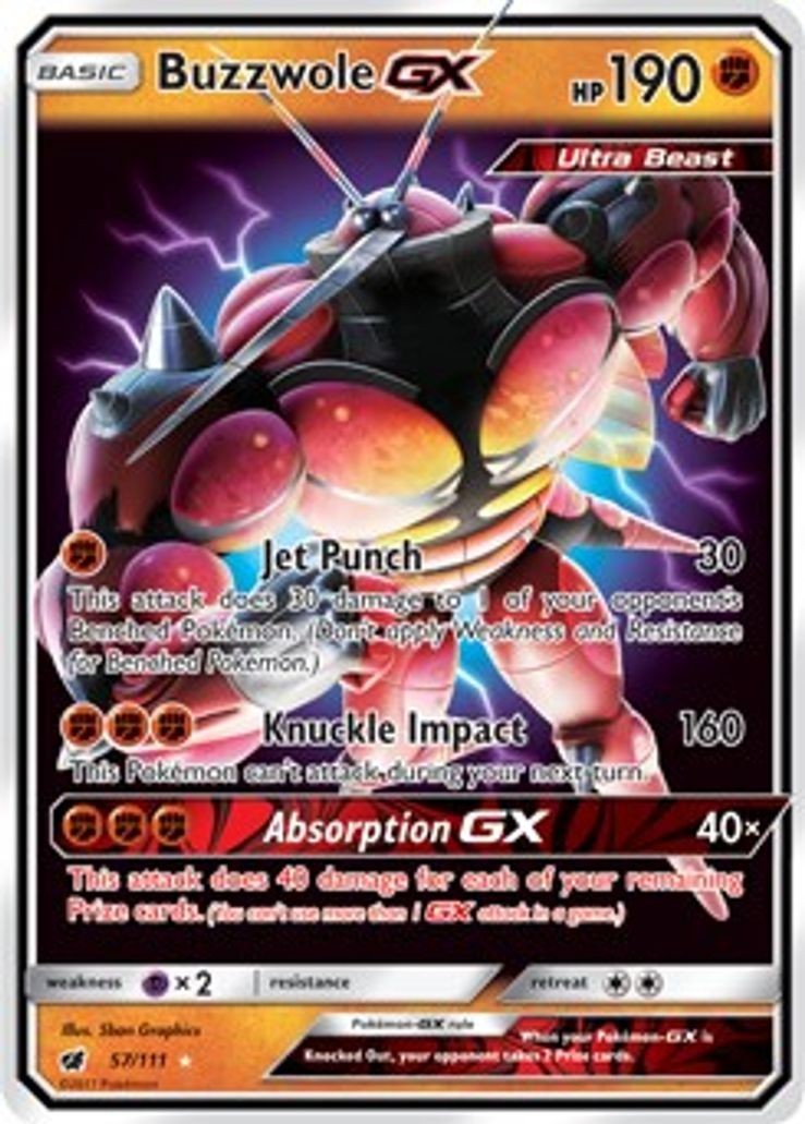Buzzwole GX - 57/111 - Pokemon Crimson Invasion Sun & Moon Ultra Rare Card NM