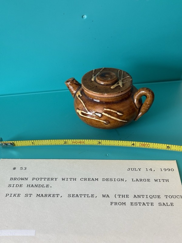 Vintage Miniature Teapot Brown Pottery Estate Collection #53