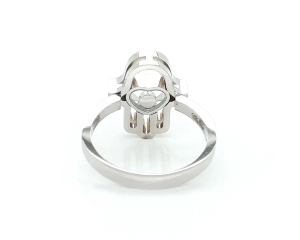 Anillo Chopard Happy Diamonds Hamsa Mano Oro Blanco 18k Diamantes Talla 6.5 Foto 4 de 4