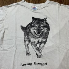 Vintage Nature T Shirt Size Large 1990s Humanitees Wolf Animal Single Stitch Tee