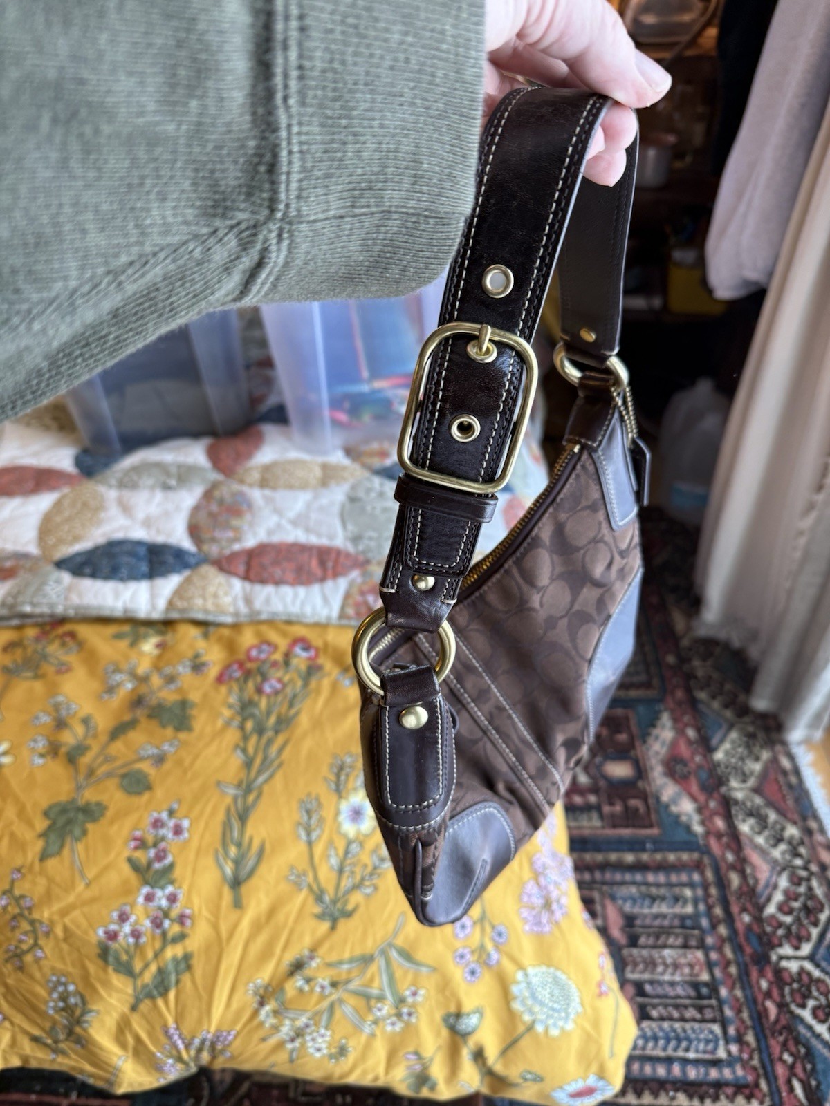 VTG Coach Signature Demi Hobo Shoulder Bag Purse Y2K 90s Glam RARE  Brown 2000s thumbnail 9