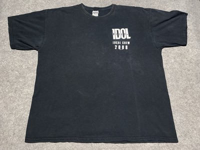 Black Billy Idol 2008 Local Crew XL distressed Fading White Wedding Shirt