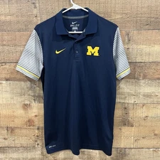 Nike Dri Fit University Of Michigan Golf Shirt Polo Navy Men’s Size Medium