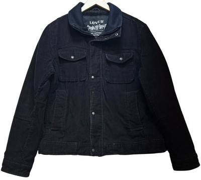 Levis Men's Corduroy Sherpa-Lined Trucker Jacket Large Black Corduroy Collar
