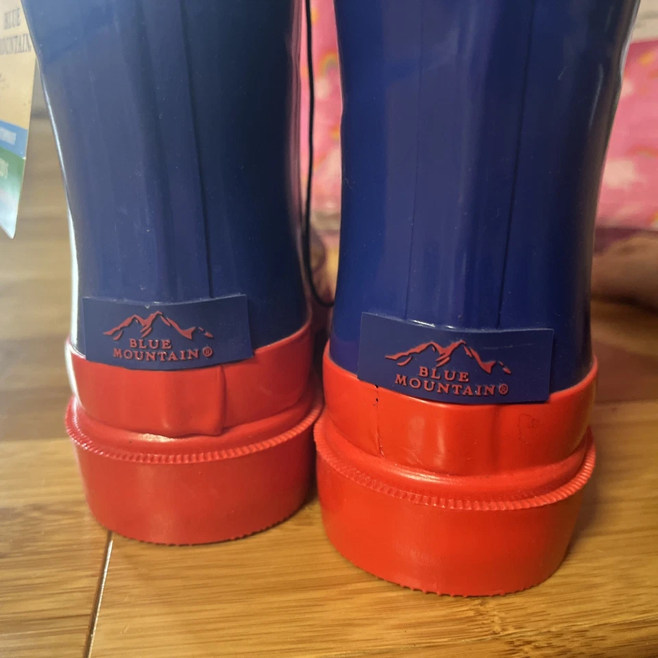 Botas de Lluvia Niños Impermeables Azul Montaña Azul/Rojo Talla 13/1 Nuevas con Etiquetas Foto 2 de 4