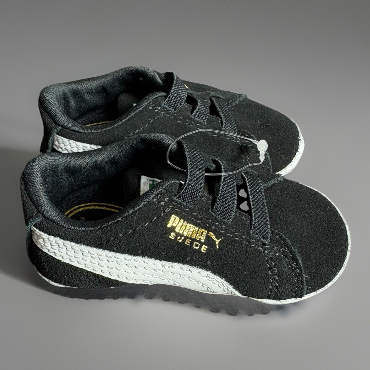 SAOLA Scarpe culla PUMA neonato bambino taglia 3C nero bianco scamosciato classico suola morbida unisex