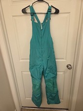 Lands End Kids Squall Waterproof Iron Knee Bib Snow Pants Size 14 Teal