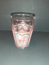Vintage Circus Horse Red White Glass Mid Century Modern Juice Glass 4 Oz