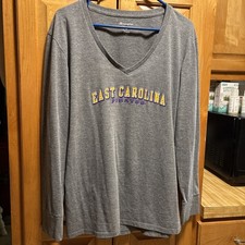 Ladies Champion East Carolina Pirates XXL Vneck Long Sleeve Shirt Grey W/ Purple