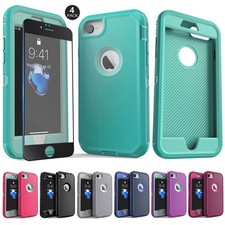 For Apple iPhone 7 Rugged Shockproof Case Hard Protective Cover/ Tempered Glass