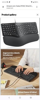Nulea RT05C Wired Ergonomic Keyboard, Split Keyboard with Cushioned Wrist Res