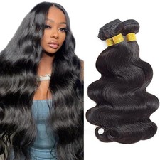 Body Wave Bundles Human Hair Natural Black Color 22 24 26 Inch Brazilian Unpr...