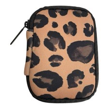 MYTAGALONGS Zippered Ear Bud Case/AirPods Travel Case Black Brown Leopard Print