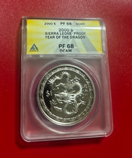 2000 DOLLAR SIERRA LEONE ANACS MS 68 CAMEO DRAGON