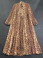 ZIMMERMANN Crush Tie-Neck Midi Dress Women's Size US 6 Leopard