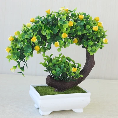 20cm Faux Bonsai Baum Grün Kunststoff Zimmerpflanze für Büro Wohnzimmer - Bild 1 von 4