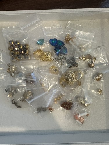 Vintage to Modern Jewelry Supply Lot - Clasp, Bead Caps, Rings, Beads New & Used