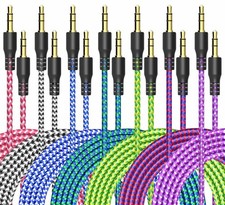 7 Pack 3.5mm AUX Cord Car Stereo Audio Cable Nylon Braided for iPhone Samsung
