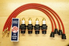 Ih Farmall F-20 Champion Usa 3x Spark Plugs & Cloth Copper Plug Wire Set F20 Ihc