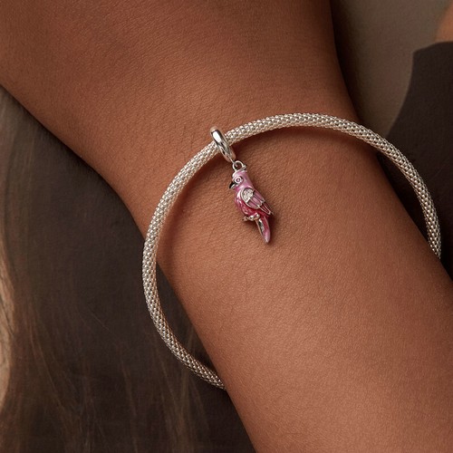 Auténtico brazalete de plata de ley 925 con dijes de circonita cúbica transparente ajuste de cuentas para mujeres niñas - Imagen 249 de 437