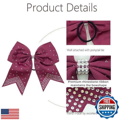 Hipcheer 12PCS 8" Rhinestones Large Cheer Hair Bows for Girls, Hand-made Gros - Picture 4 of 5