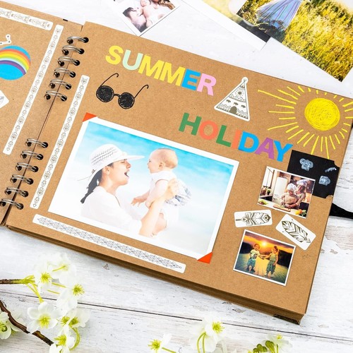 Elegant 11x8.5 Inch Hardcover Scrapbooking Album with Ribbon Closure - 50 Pages - Picture 8 of 9