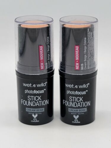 Wet n Wild Photofocus Stick Foundation 0.42 Oz - #862B Cream Beige (Pack of 2) - 第 1/5 張圖片