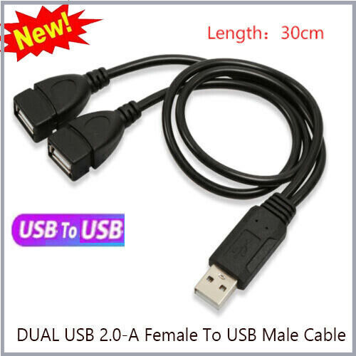 USB 2.0 A Male To 2 Dual Female Jack Y Splitter Hub Adapter Power 2 USB Cable - Bild 11 von 12