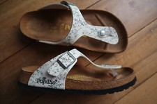 White  Gray Floral BIRKENSTOCK Papillia Gizeh Thong Sandals Ladies 6