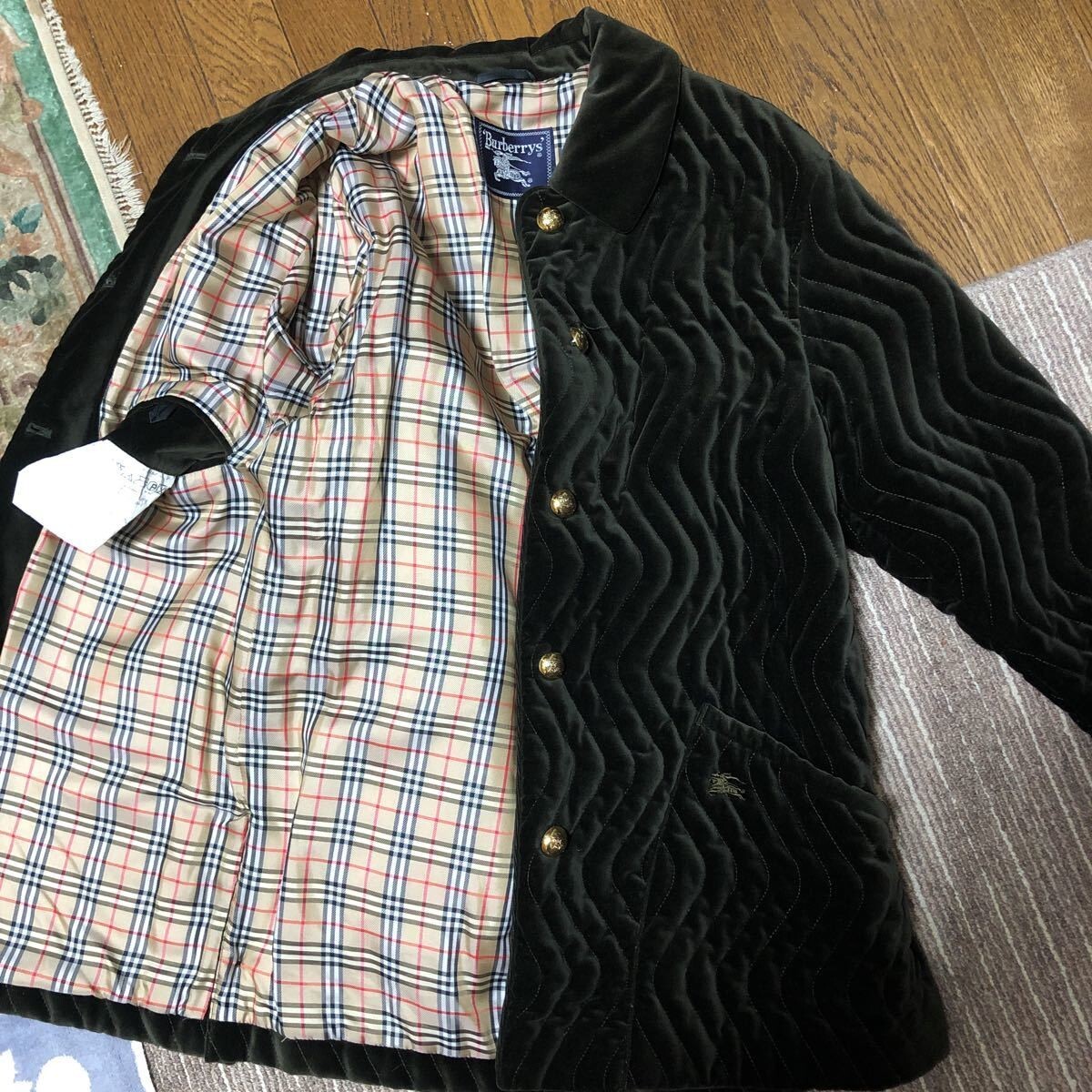 希少 burberrys vintage stitch jacket rare VTG Burberrys quilting stitch Velor Jacket Coat DarkBR