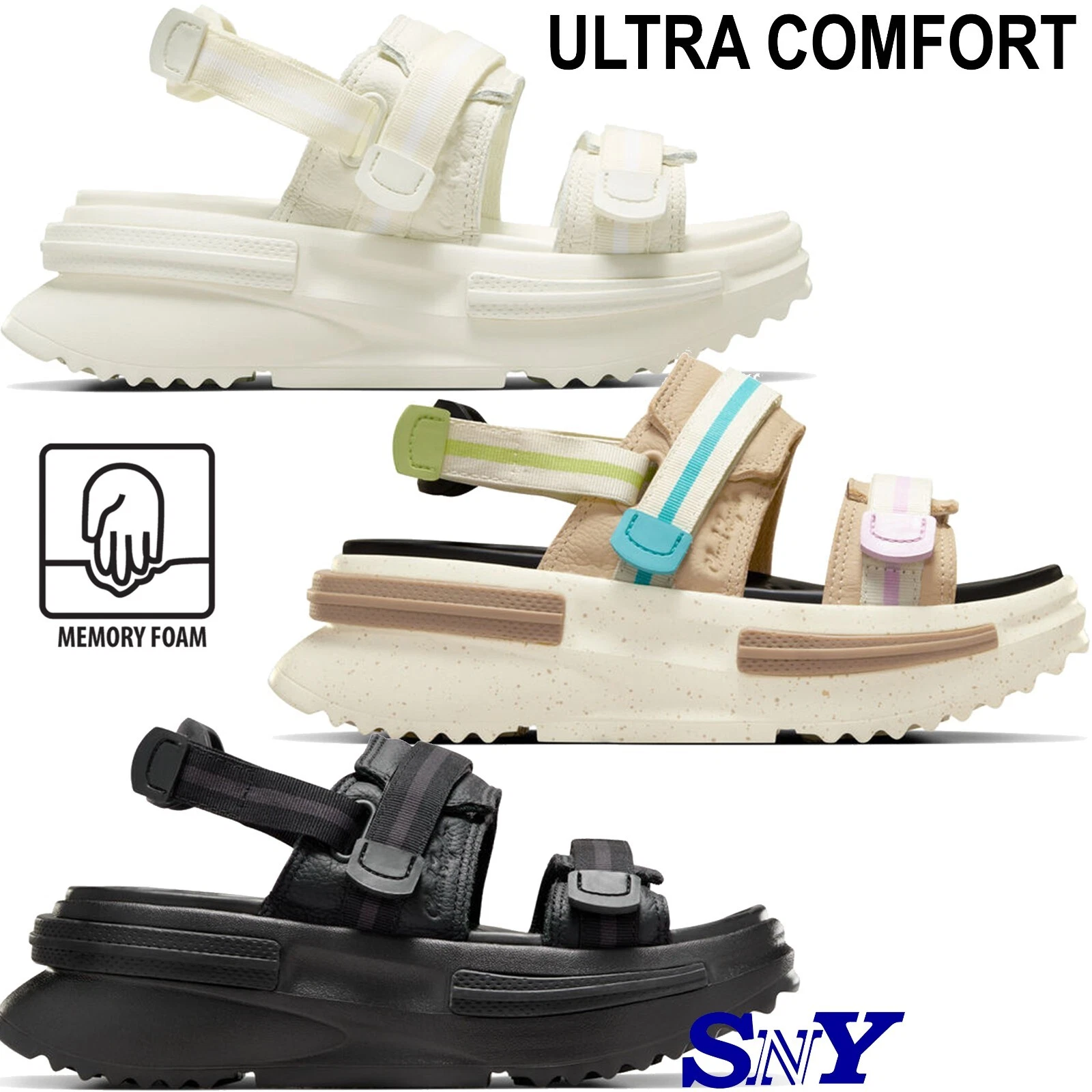 CONVERSE Women's Platform Run Star Utility Sandal CX Limited Edition Memory Foam