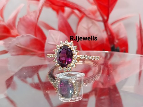 Anello oro rosa 10 kt rodolite naturale vero granato rodolite anniversario anello - Foto 8 di 10