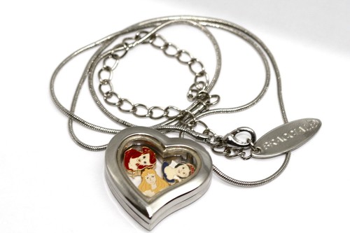 DISNEY HEART LOCKET SILVER NECKLACE FLOATING CINDERELLA SNOW WHITE AURORA CHARM - 第 1/1 張圖片