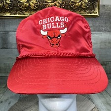 Rare Vintage Chicago Bulls Strapback, Satin Hat, Red Cap Nissan 80’s-90’s Golf