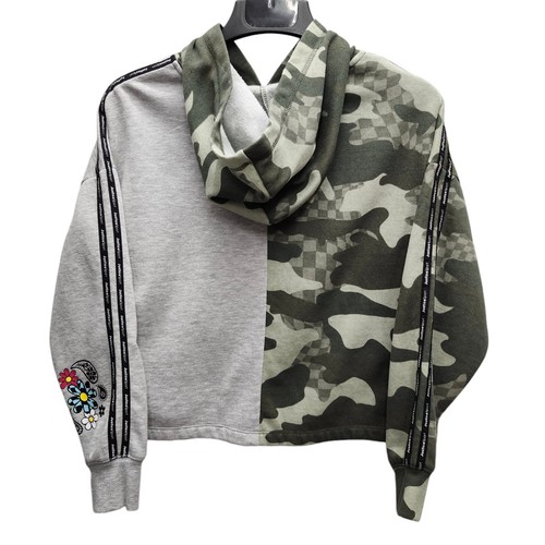 Justice Sport Girls XL Plus 16P-18P Hooded Sweatshirt Camouflage Gray Good Vibes - Picture 3 of 12