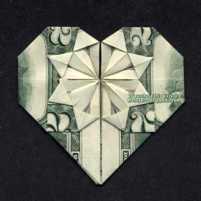 Dollar Origami HEARTS Made with REAL MONEY Handmade Cash Art Gift Idea 