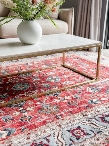 Extra Large Manila Red Traditional Retro Machine Washable Carpet | FREE SHIPPING - Picture 11 of 22