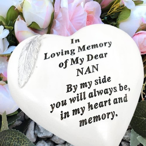 OnlineStreet Memorial Stone Heart Plaques Grave Ornaments - Personalised Grave D - Picture 3 of 3