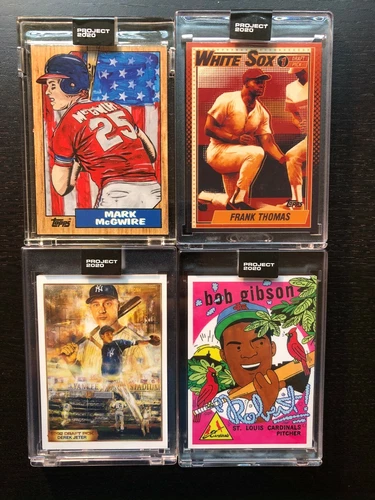 Topps Project 2020 Lot 81 82 83 84 Jeter McGwire Thomas Gibson w/ Boxes In Hand!