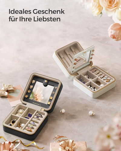 Schmuckkästchen Reise, Schmuckkasten Klein, Schmuck-Reiseetui, Spiegel, Reißvers - Bild 6 von 7