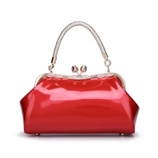 ZiMing Glossy Patent Leather Handbags Women Kiss Lock Purse Top Handle Handba...