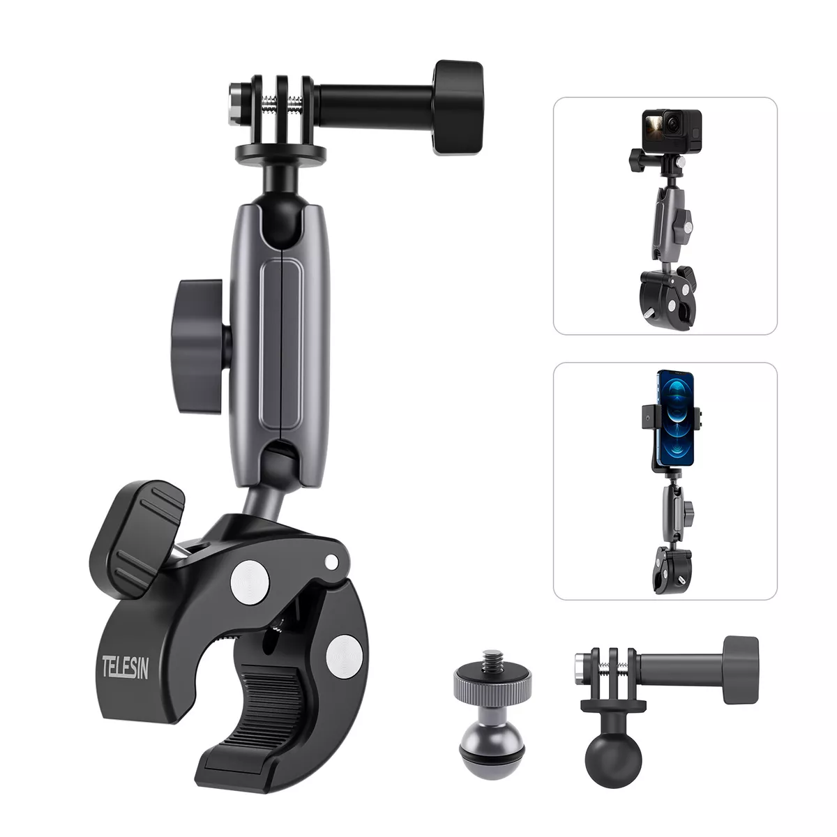 360 Bike Motorcycle Handlebar Pole Mount Holder Clamp for Gopro