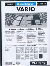 LIGHTHOUSE VARIO 5 POCKET BLACK STOCK SHEETS - PACK OF 5 - DOUBLE SIDED 5S
