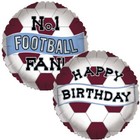 Claret & Blue Happy Birthday Football Fan 18" Foil Balloon Party or Decoration