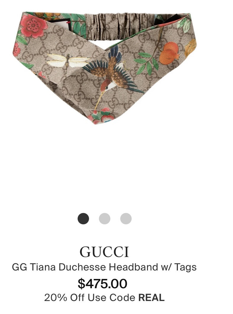 Gucci GG Logo Women Hairband Turban Silk Floral Beige Red  display picture 1