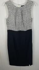 Talbots Sleeveless Womens Sheath Dress Dot Solid Two-Tone Black Ivory Size 6