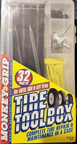 Monkey Grip 01280-M Tire Toolbox Kit - Tire Puncture Repair Tool Set - 32 Piece