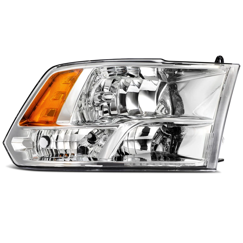 For Dodge Ram 1500 2009-2018 Headlights Assembly Pair Chrome Housing Headlamp - Image 3 of 4