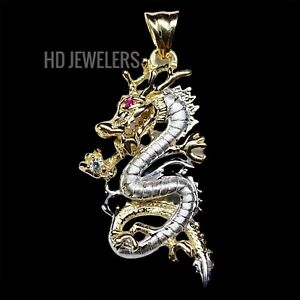 14k Yellow Gold Dragon Pendant 