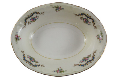 Vintage Edwin Knowles Blumenmuster Oval Gemüse Schale Semi-Vitreous USA
